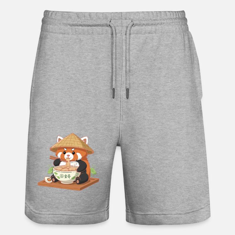 Ramen Panda avec chapeau de paille - Short de jogging bio TRAINER Stanley/Stella unisexe - gris chiné