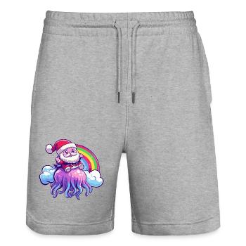 Qualle Weihnachtsmann Weihnachten - Stanley/Stella Unisex Bio Joggingshorts Trainer  - Grau meliert - Vorne - Nik (191cm) & Marisol (170cm)