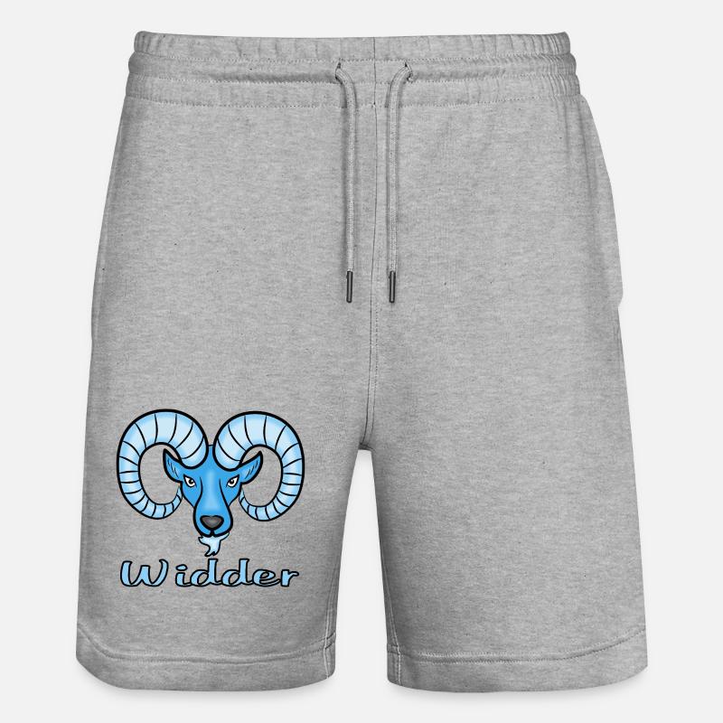 Signe du zodiaque Bélier en bleu - Short de jogging bio TRAINER Stanley/Stella unisexe - gris chiné