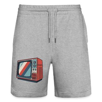 Retro TV Stripes Vintage Pattern - Stanley/Stella Trainer Unisex Organic Jogging Shorts - heather grey - Front - Nik (191cm) & Marisol (170cm)