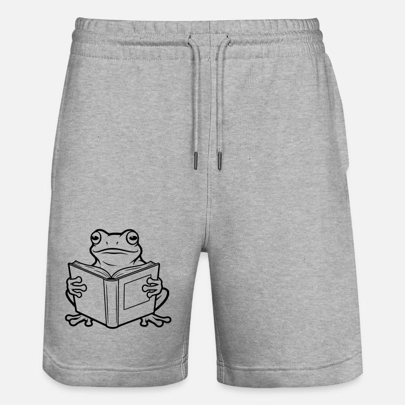 Illustration de bande dessinée Reading Frog - Short de jogging bio TRAINER Stanley/Stella unisexe - gris chiné