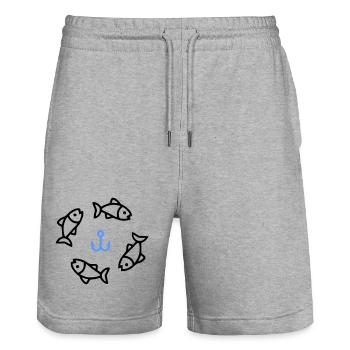 Angeln & Fischen | Petri Heil Hobby Logo - Stanley/Stella Unisex Bio Joggingshorts Trainer  - Grau meliert - Vorne - Nik (191cm) & Marisol (170cm)