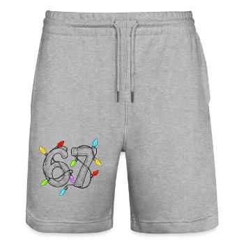 67 Fairy Lights - Stanley/Stella Trainer Unisex Organic Jogging Shorts - heather grey - Front - Nik (191cm) & Marisol (170cm)