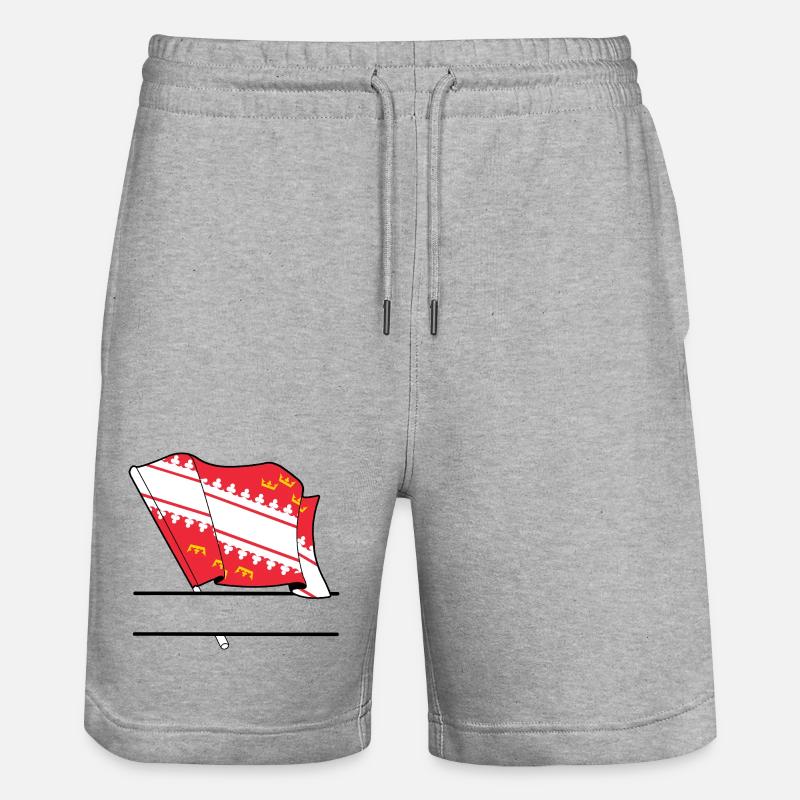 Drapeau d’Alsace avec boîte de texte - Short de jogging bio TRAINER Stanley/Stella unisexe - gris chiné