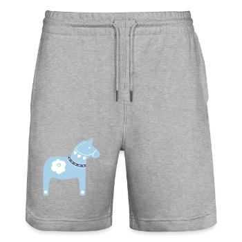 Dalapferd Schweden Weihnachten Tradition Holz Xmas - Stanley/Stella Unisex Bio Joggingshorts Trainer  - Grau meliert - Vorne - Nik (191cm) & Marisol (170cm)