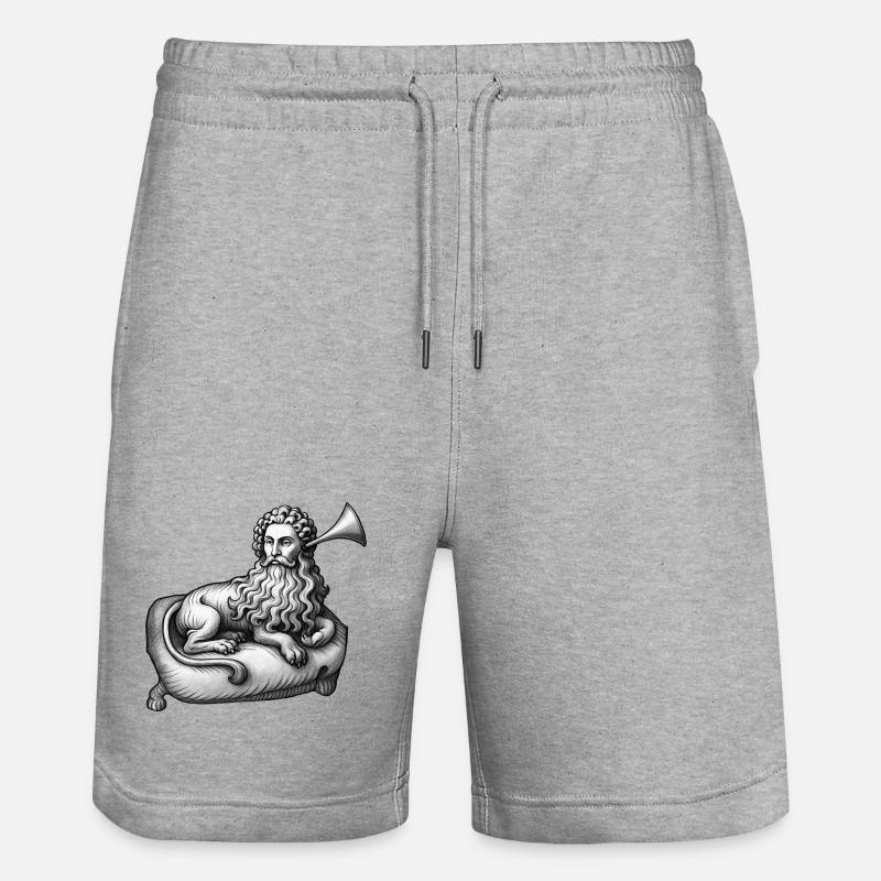 DEAF LION MAN - black & white - Short de jogging bio TRAINER Stanley/Stella unisexe - gris chiné