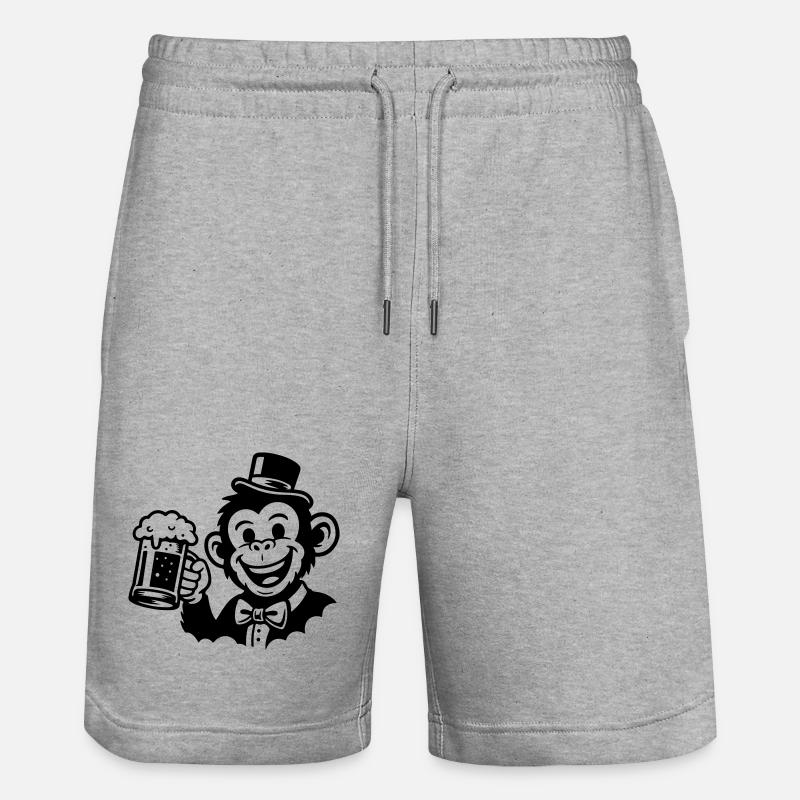 Monkey Groom Bachelor - Stanley/Stella Trainer Unisex Organic Jogging Shorts - heather grey