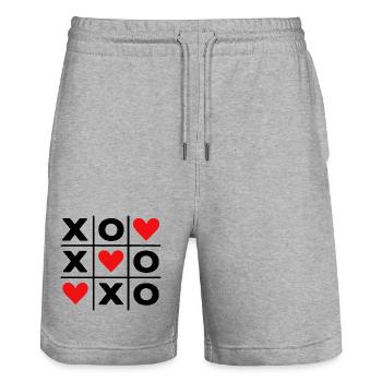 Minimalistische Red Hearts Love niedliche Ästhetik - Stanley/Stella Unisex Bio Joggingshorts Trainer  - Grau meliert - Vorne - Nik (191cm) & Marisol (170cm)