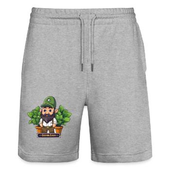 Grüner Gärtnergnom Comic - Stanley/Stella Unisex Bio Joggingshorts Trainer  - Grau meliert - Vorne - Nik (191cm) & Marisol (170cm)