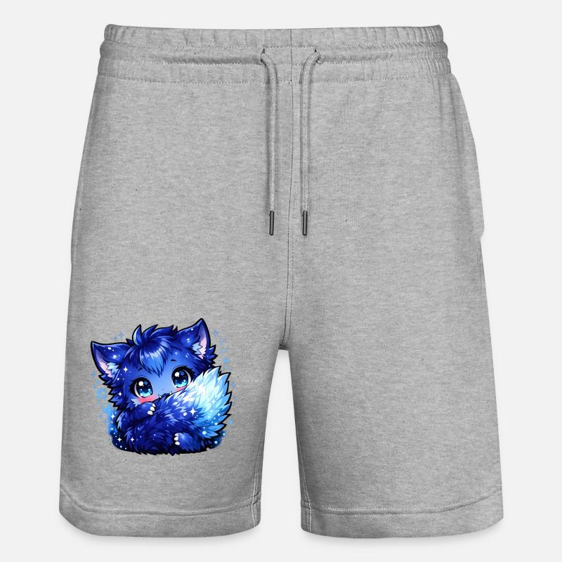 Blauer Eisfuchs Chibi-Design - Stanley/Stella Trainer Unisex Organic Jogging Shorts - heather grey