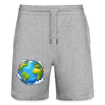 Erde Welt Planet - Stanley/Stella Unisex Bio Joggingshorts Trainer  - Grau meliert - Vorne - Nik (191cm) & Marisol (170cm)