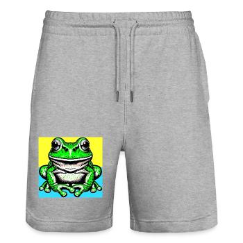 grenouille - Short de jogging bio TRAINER Stanley/Stella unisexe - gris chiné - Devant - Nik (191cm) & Marisol (170cm)