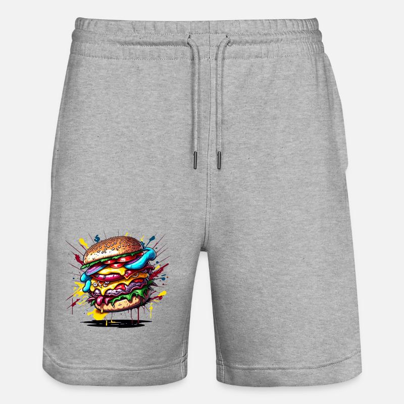 Hamburger Graffiti Farbexplosion - Stanley/Stella Unisex Bio Joggingshorts Trainer  - Grau meliert