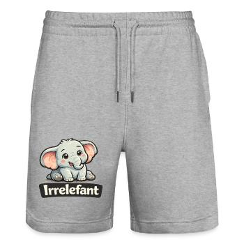 Irrelefant Wortwitz Irrelevant Elefant Shirt - Stanley/Stella Unisex Bio Joggingshorts Trainer  - Grau meliert - Vorne - Nik (191cm) & Marisol (170cm)