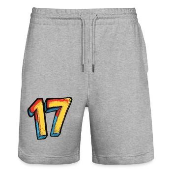 17 Number Colorful - Stanley/Stella Trainer Unisex Organic Jogging Shorts - heather grey - Front - Nik (191cm) & Marisol (170cm)
