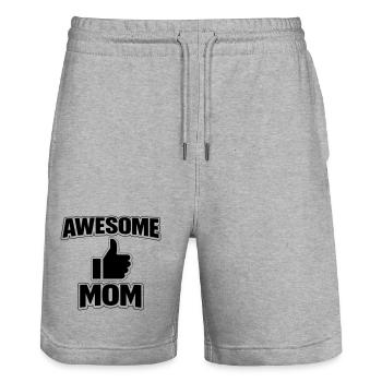 AWESOME MOM – Cool Statement Shirt for Proud Moms - Stanley/Stella Trainer Unisex Organic Jogging Shorts - heather grey - Front - Nik (191cm) & Marisol (170cm)