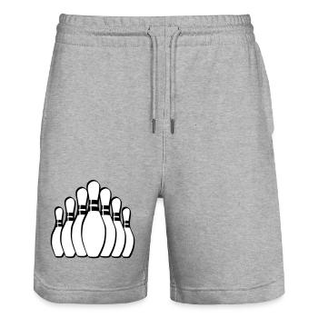 Kegeln Bowling Pins Kegel - Stanley/Stella Unisex Bio Joggingshorts Trainer  - Grau meliert - Vorne - Nik (191cm) & Marisol (170cm)