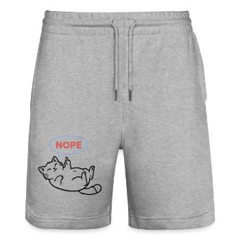 Lachende Katze Nope Mittelfinger - Stanley/Stella Unisex Bio Joggingshorts Trainer  - Grau meliert - Vorne - Nik (191cm) & Marisol (170cm)