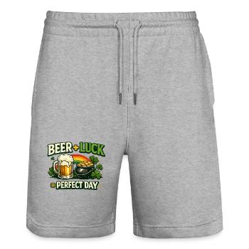 Bierglück Perfekter Tag - Stanley/Stella Unisex Bio Joggingshorts Trainer  - Grau meliert - Vorne - Nik (191cm) & Marisol (170cm)