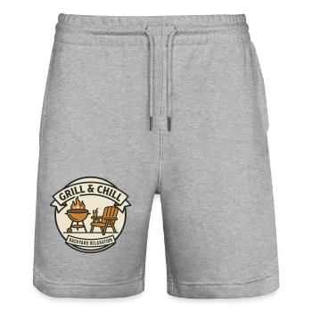 Grille et Détente Barbecue Boule Jardin - Short de jogging bio TRAINER Stanley/Stella unisexe - gris chiné - Devant - Nik (191cm) & Marisol (170cm)
