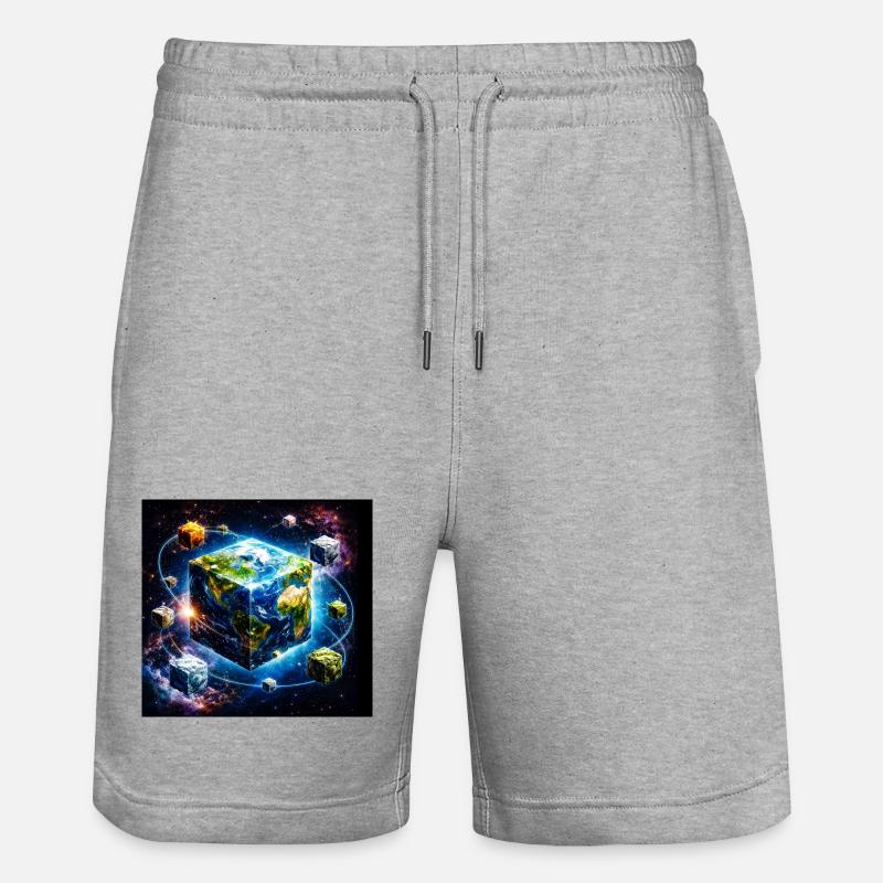 Cube terrestre dans l’espace - Short de jogging bio TRAINER Stanley/Stella unisexe - gris chiné