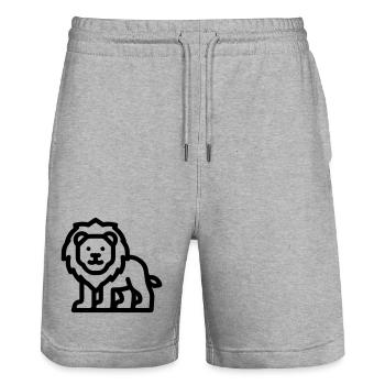 lion - Stanley/Stella Trainer Unisex Organic Jogging Shorts - heather grey - Front - Nik (191cm) & Marisol (170cm)