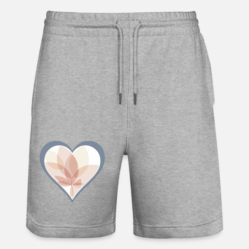 Cœur pastel avec superposition de feuilles - Short de jogging bio TRAINER Stanley/Stella unisexe - gris chiné