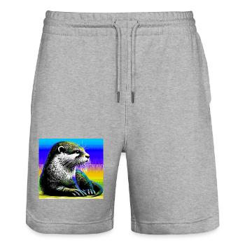 loutre - Short de jogging bio TRAINER Stanley/Stella unisexe - gris chiné - Devant - Nik (191cm) & Marisol (170cm)