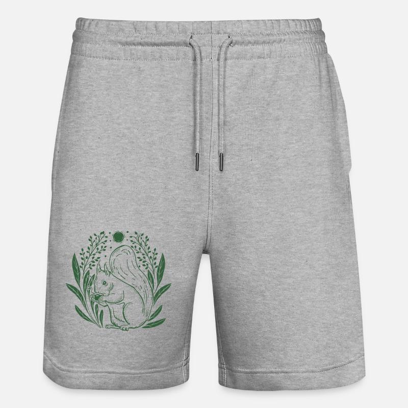 Écureuil dans une couronne de feuilles - Short de jogging bio TRAINER Stanley/Stella unisexe - gris chiné