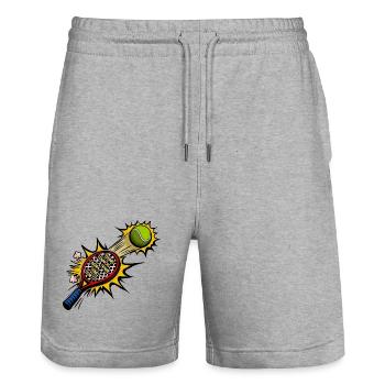 Étymologie Tennis - Short de jogging bio TRAINER Stanley/Stella unisexe - gris chiné - Devant - Nik (191cm) & Marisol (170cm)