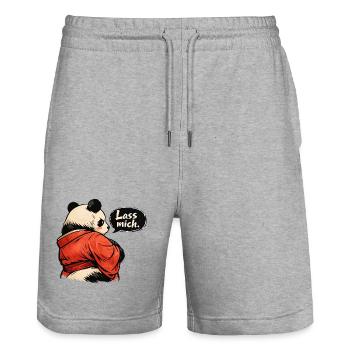 Beleidigter Panda „Lass mich“ Ukiyo-e Girlfriend - Stanley/Stella Unisex Bio Joggingshorts Trainer  - Grau meliert - Vorne - Nik (191cm) & Marisol (170cm)