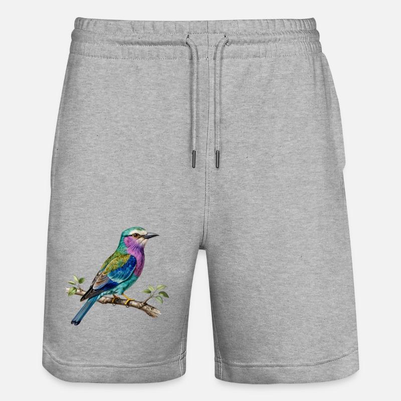 Long-stranded roller – naturalistic engraving - Stanley/Stella Trainer Unisex Organic Jogging Shorts - heather grey