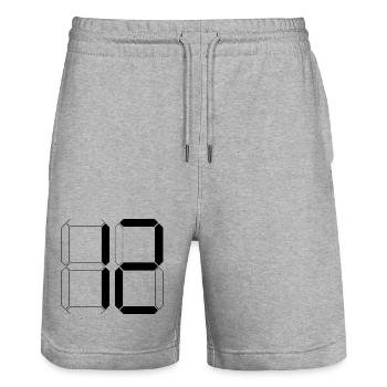NUMMER 12 Zwölf Geburtstag Geschenk Digital - Stanley/Stella Unisex Bio Joggingshorts Trainer  - Grau meliert - Vorne - Nik (191cm) & Marisol (170cm)