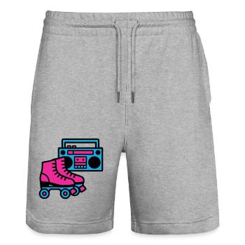 Rollschuhe Boombox 80er Retro - Stanley/Stella Unisex Bio Joggingshorts Trainer  - Grau meliert - Vorne - Nik (191cm) & Marisol (170cm)