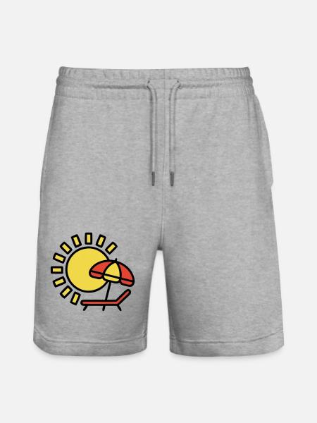 Beach lounger Sun Parasol Summer holiday - Stanley/Stella Trainer Unisex Organic Jogging Shorts - heather grey