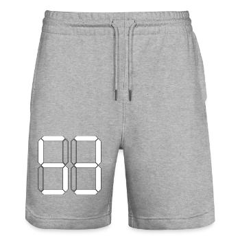 NUMBER 53 Fifty-Three Gift Digital - Stanley/Stella Trainer Unisex Organic Jogging Shorts - heather grey - Front - Nik (191cm) & Marisol (170cm)