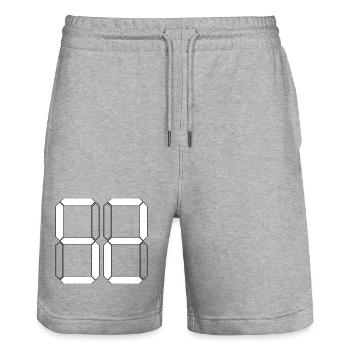 NUMBER 52 Fifty-Two Gift Digital - Stanley/Stella Trainer Unisex Organic Jogging Shorts - heather grey - Front - Nik (191cm) & Marisol (170cm)