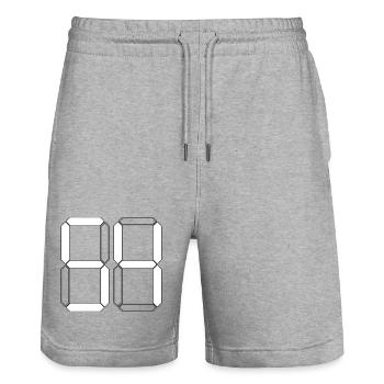 NUMBER 54 Fifty-Four Gift Digital - Stanley/Stella Trainer Unisex Organic Jogging Shorts - heather grey - Front - Nik (191cm) & Marisol (170cm)