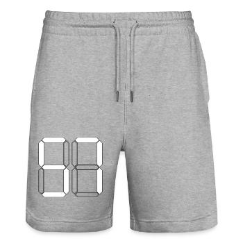 NUMBER 57 Fifty-Seven Gift Digital - Stanley/Stella Trainer Unisex Organic Jogging Shorts - heather grey - Front - Nik (191cm) & Marisol (170cm)