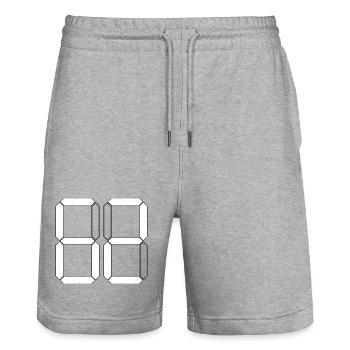 NUMBER 62 Sixty-Two Gift Digital - Stanley/Stella Trainer Unisex Organic Jogging Shorts - heather grey - Front - Nik (191cm) & Marisol (170cm)