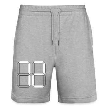 NUMBER 72 Seventy-Two Gift Digital - Stanley/Stella Trainer Unisex Organic Jogging Shorts - heather grey - Front - Nik (191cm) & Marisol (170cm)