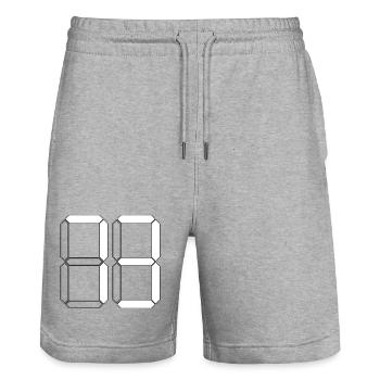 NUMMER 73 Dreiundsiebzig Geschenk Digital - Stanley/Stella Unisex Bio Joggingshorts Trainer  - Grau meliert - Vorne - Nik (191cm) & Marisol (170cm)