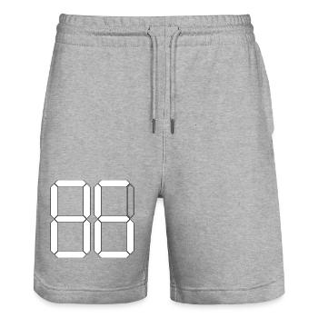NUMÉRO 86 Quatre-vingt-six Cadeaux Digital - Short de jogging bio TRAINER Stanley/Stella unisexe - gris chiné - Devant - Nik (191cm) & Marisol (170cm)