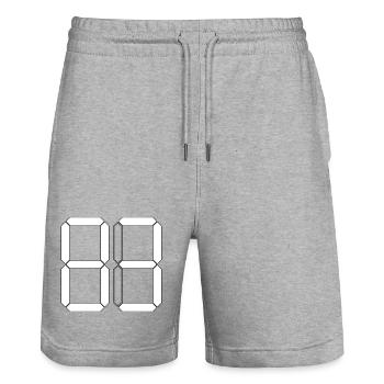 NUMÉRO 83 Quatre-vingt-trois cadeaux numériques - Short de jogging bio TRAINER Stanley/Stella unisexe - gris chiné - Devant - Nik (191cm) & Marisol (170cm)