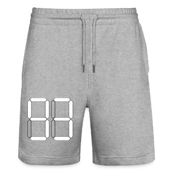 NUMMER 93 Dreiundneunzig Geschenk Digital - Stanley/Stella Unisex Bio Joggingshorts Trainer  - Grau meliert - Vorne - Nik (191cm) & Marisol (170cm)