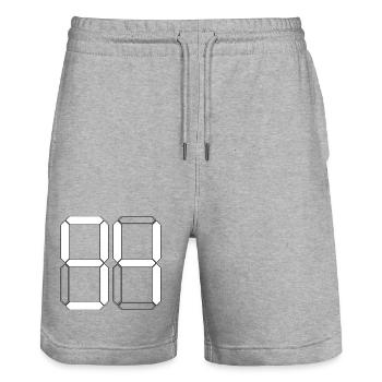 NUMMER 94 Vierundneunzig Geschenk Digital - Stanley/Stella Unisex Bio Joggingshorts Trainer  - Grau meliert - Vorne - Nik (191cm) & Marisol (170cm)