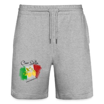 Lemon Branch in Italian Flag - Stanley/Stella Trainer Unisex Organic Jogging Shorts - heather grey - Front - Nik (191cm) & Marisol (170cm)