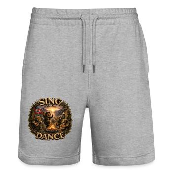 Chanson et danse - Short de jogging bio TRAINER Stanley/Stella unisexe - gris chiné - Devant - Nik (191cm) & Marisol (170cm)