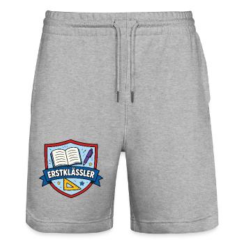 Erstklässler Lernheld Schild - Stanley/Stella Unisex Bio Joggingshorts Trainer  - Grau meliert - Vorne - Nik (191cm) & Marisol (170cm)