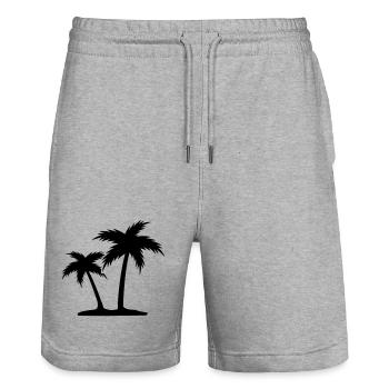 Palmen - Stanley/Stella Unisex Bio Joggingshorts Trainer  - Grau meliert - Vorne - Nik (191cm) & Marisol (170cm)